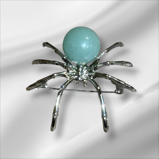 Green Adventurine Spider Pin