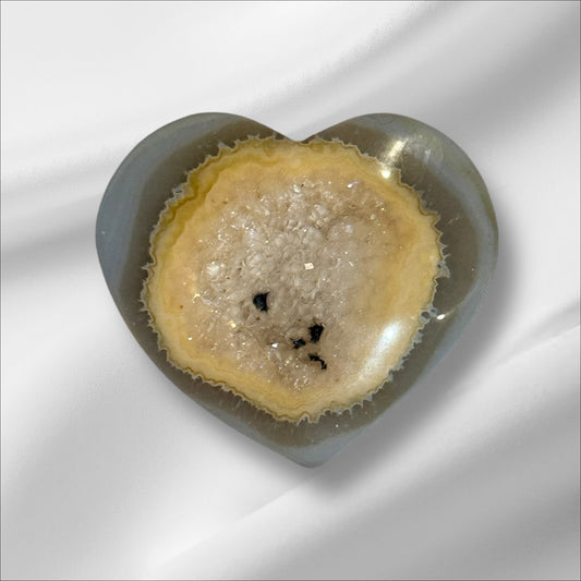 Druzy Agate with Yellow Heart