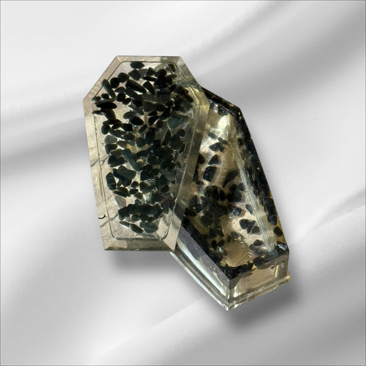 C12-68 Resin Coffin Obsidian Chips Box