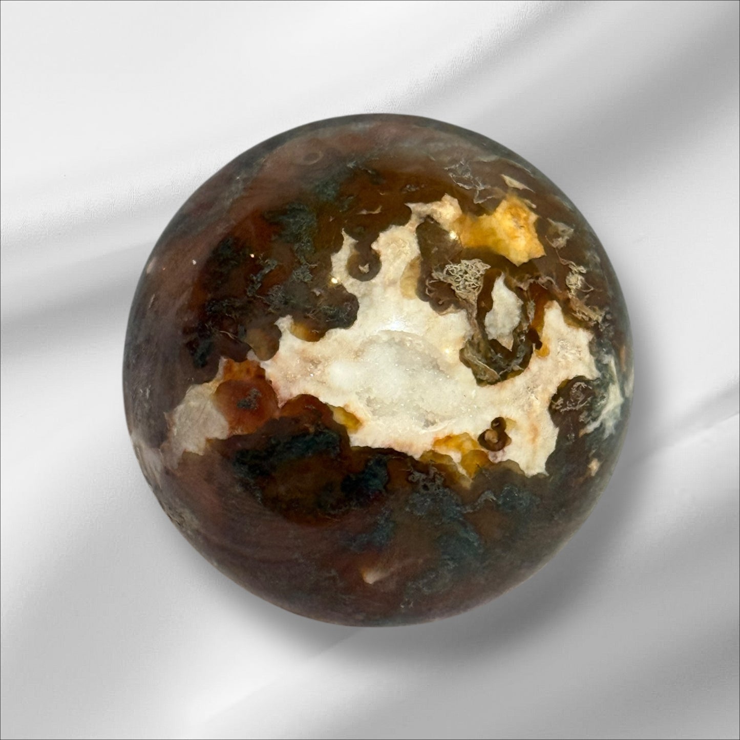 Carnelian with Moss Agate Sphere