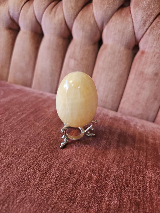#386 Yellow Calcite Egg w/ Holder image 0