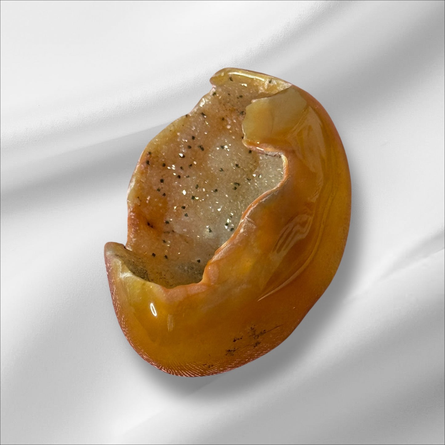 Carnelian Egg with Druzy