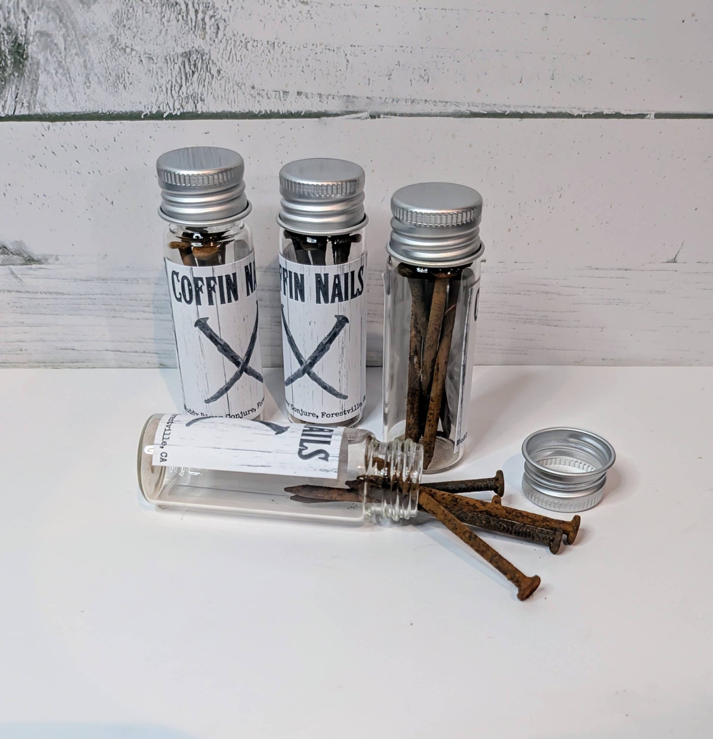 Jar of 5 Rusted Coffin Nails