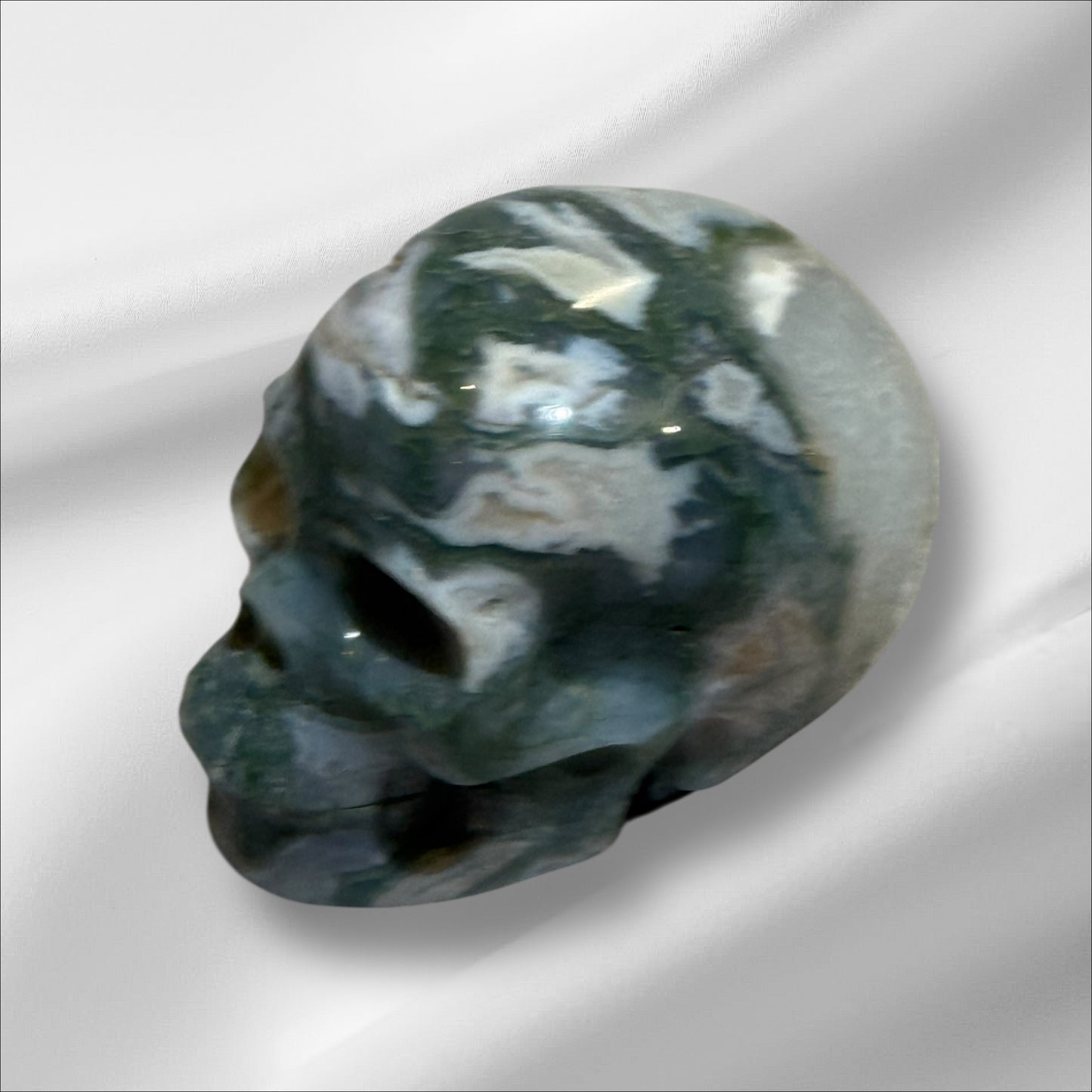 Moss Agate Skull