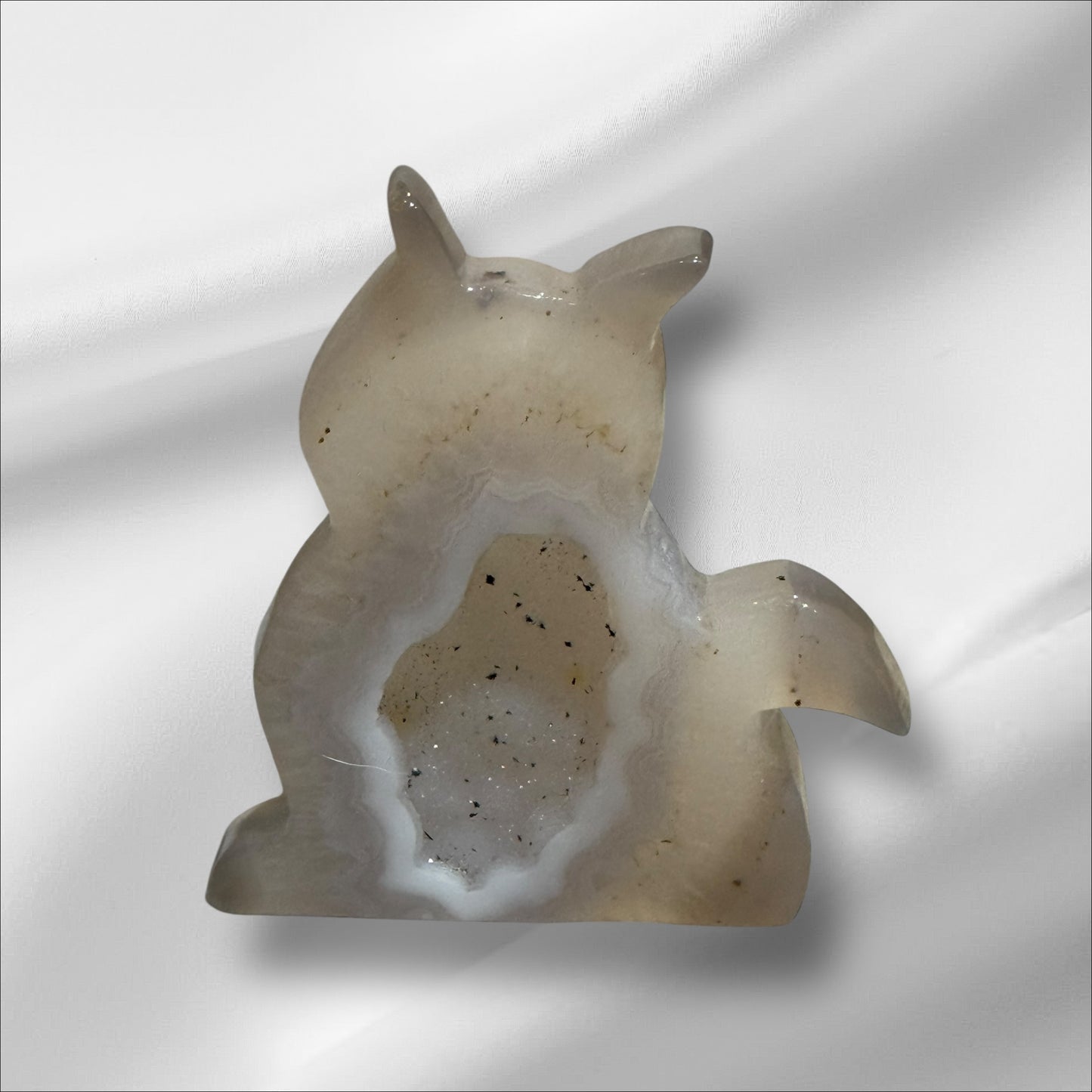 White Druzy Agate Cat