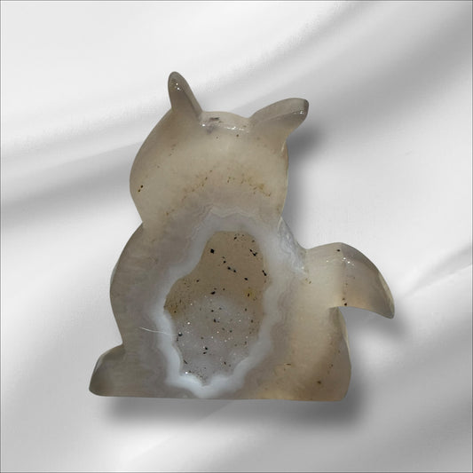 White Druzy Agate Cat