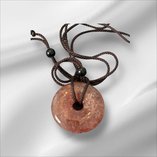 Strawberry Quartz Donut Necklace