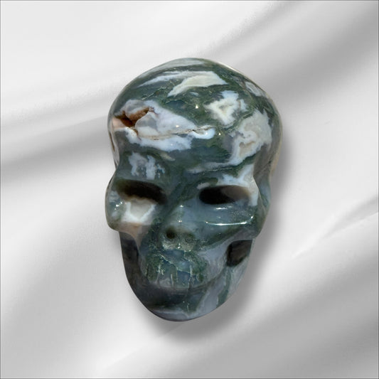 Moss Agate Skull