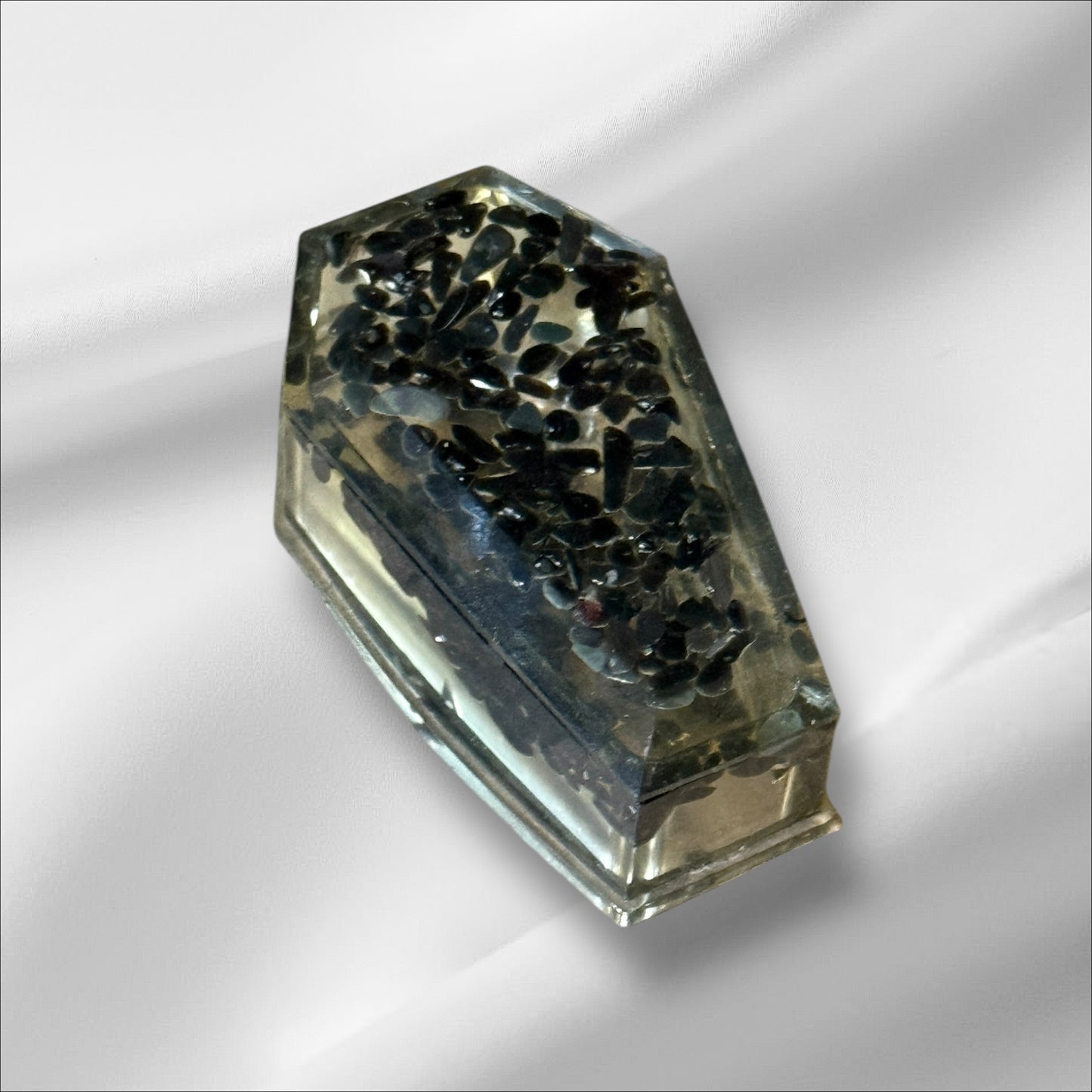 C12-68 Resin Coffin Obsidian Chips Box