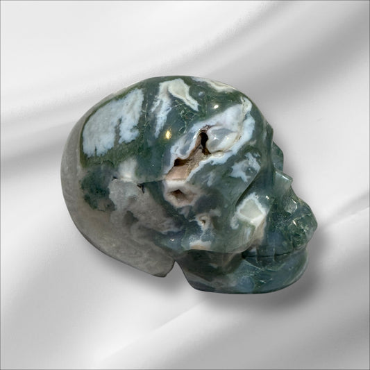 Moss Agate Skull
