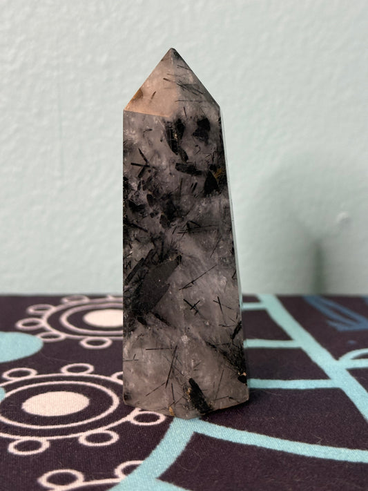 Black Tourmaline in Quartz Tower