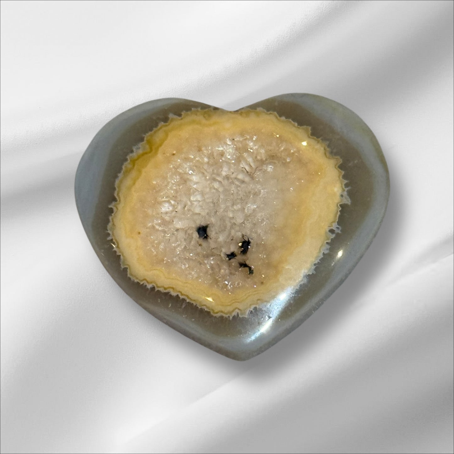 Druzy Agate with Yellow Heart