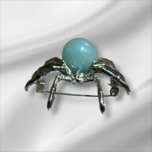 Green Adventurine Spider Pin