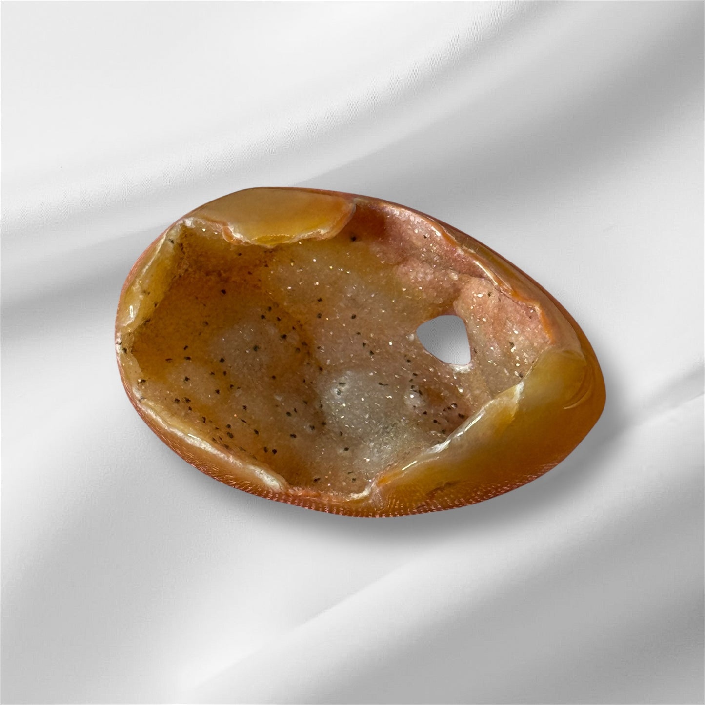 Carnelian Egg with Druzy