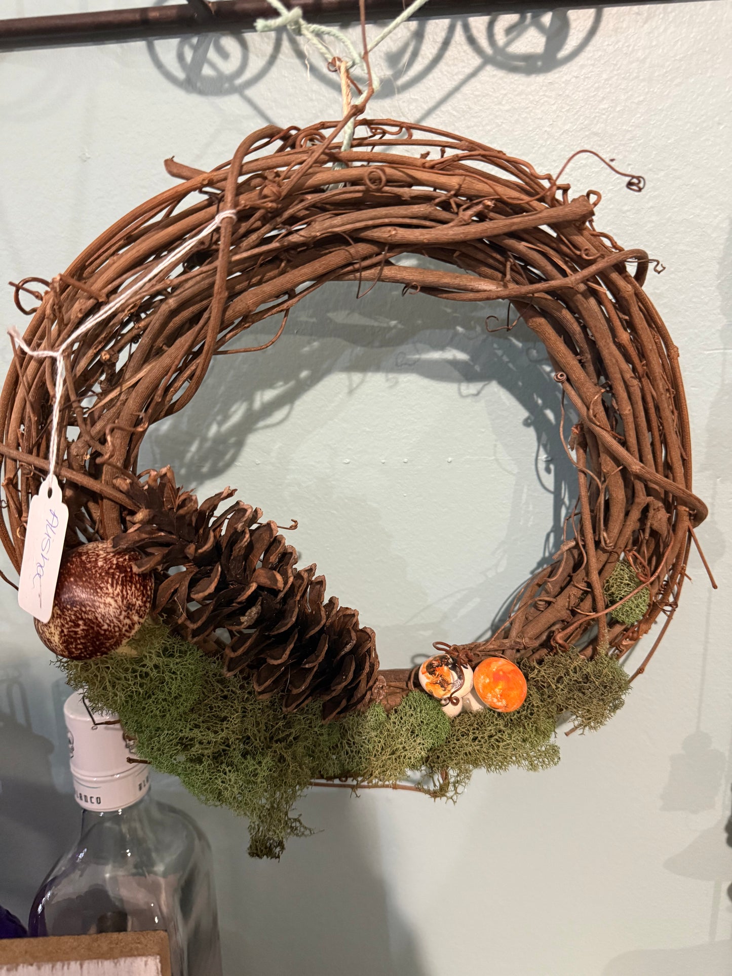 Pinecone, mushroom & moss wreath
