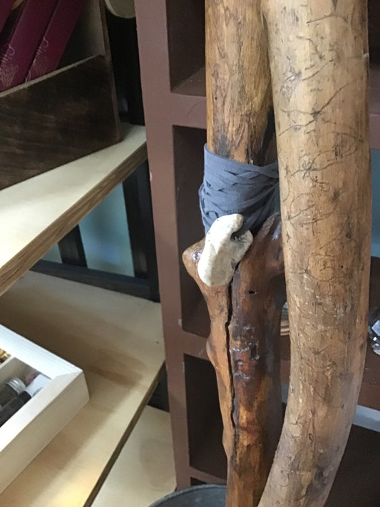 Walking Stick W/ Grey Suede & Bone image 0