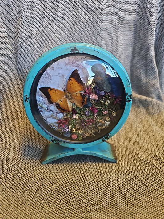Teal Butterfly w/ Flowers #603 image 0