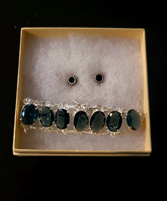 925 London Blue Topaz Bracelet & Earrings