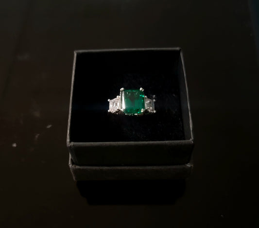 Fleur De Lis Green CZ Ring